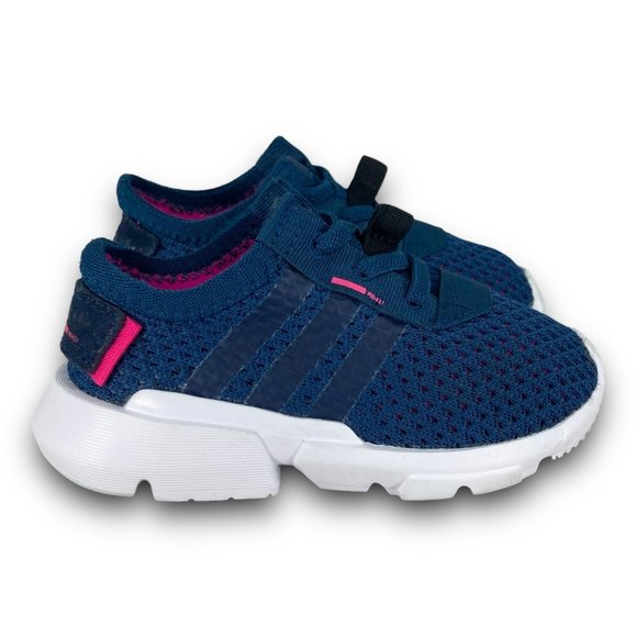 adidas Pod-S3.1 Running Shoes CG7008 Mesh Low Top Slip On Blue Pink Toddler 6 - Picture 1 of 9